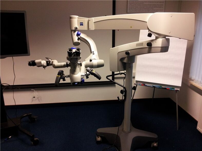 Operations on the eye are performed with a very accurate microscope